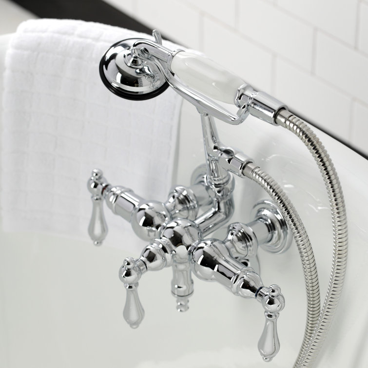 Vintage Chrome Wall Mount Clawfoot Tub Faucet with Hand Shower