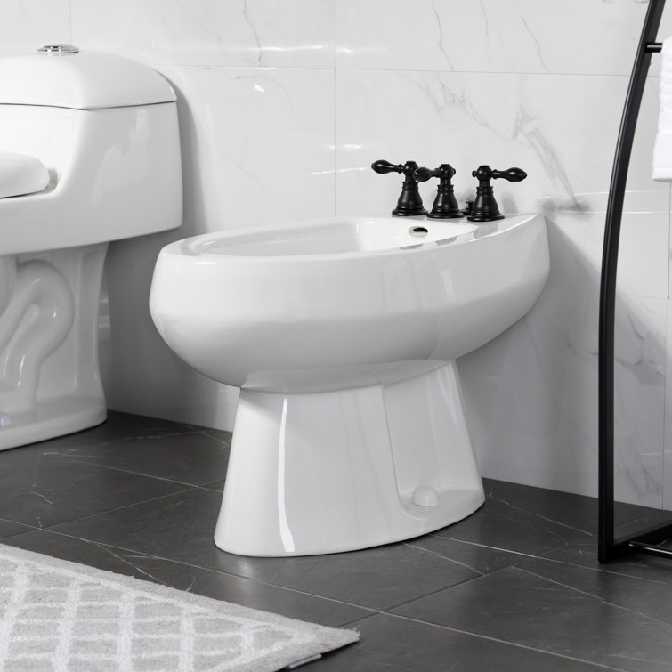 Matte Black Brass Three-Handle Vertical Spray Bidet Faucet
