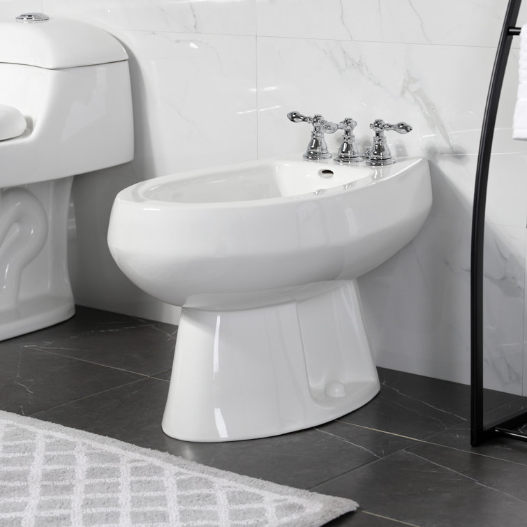 Polished Chrome Three-Handle Vertical Spray Bidet Faucet with Brass Pop-Up