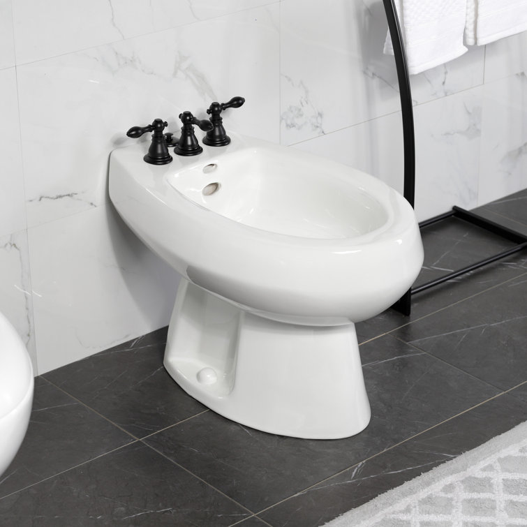 Matte Black Brass Three-Handle Vertical Spray Bidet Faucet