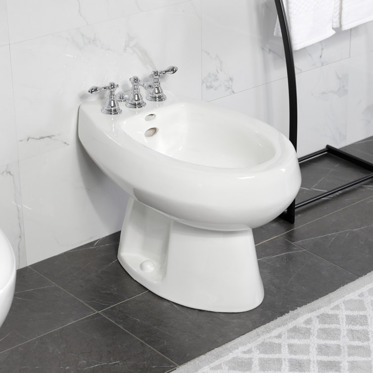 Polished Chrome Three-Handle Vertical Spray Bidet Faucet with Brass Pop-Up