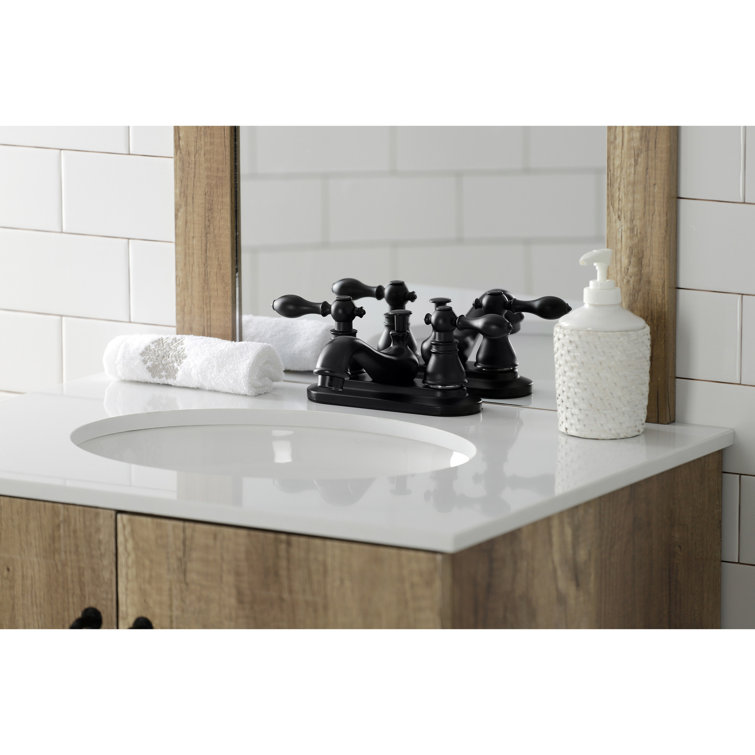 Matte Black Brass Traditional Victorian Centerset Bathroom Faucet