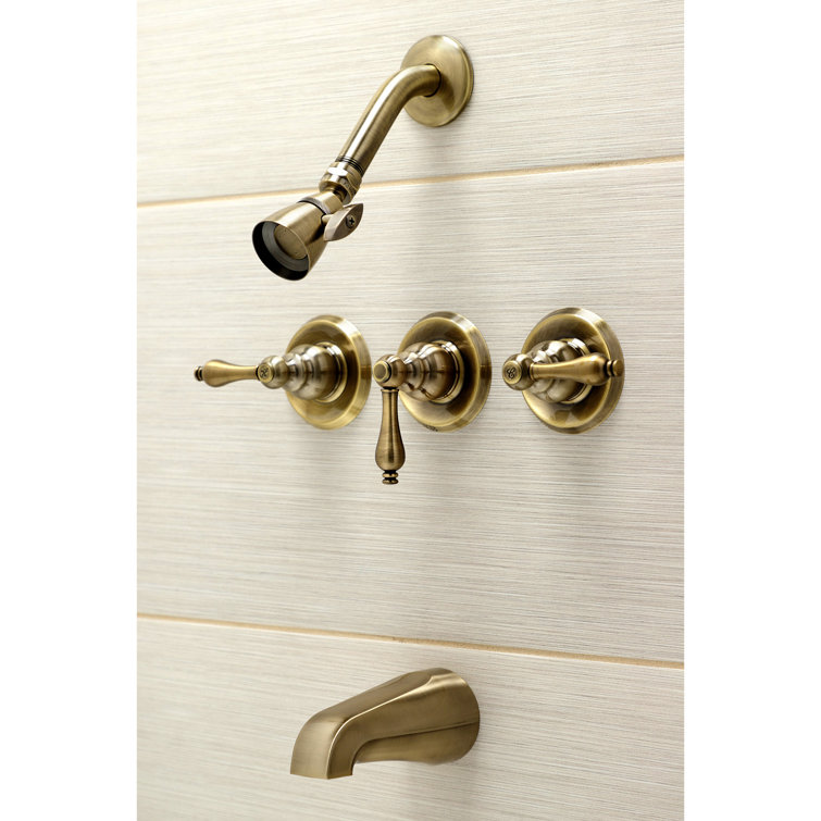 Antique Brass Victorian Wall Mount Tub & Shower Faucet