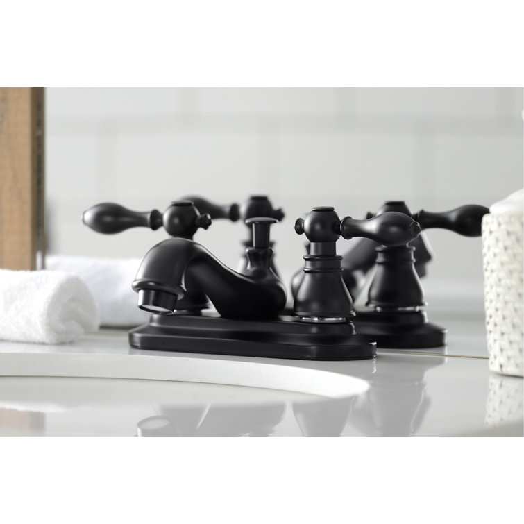 Matte Black Brass Traditional Victorian Centerset Bathroom Faucet