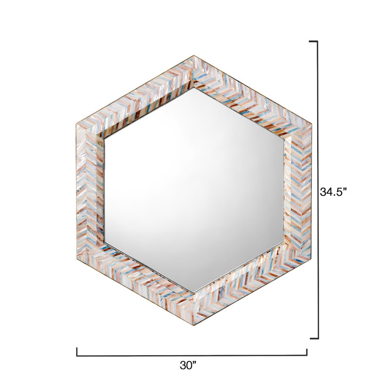 Hexagonal Blue Mother of Pearl Wall Mirror