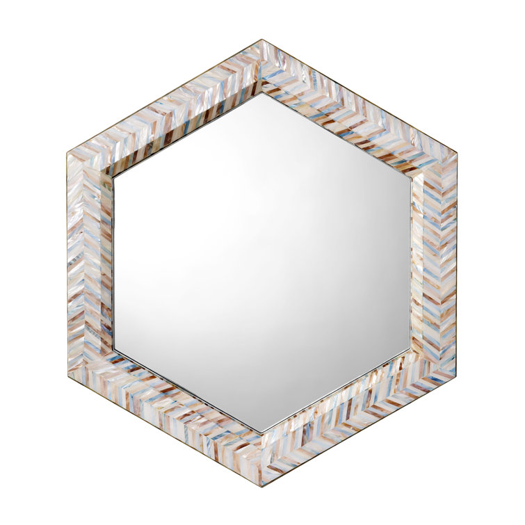 Hexagonal Blue Mother of Pearl Wall Mirror
