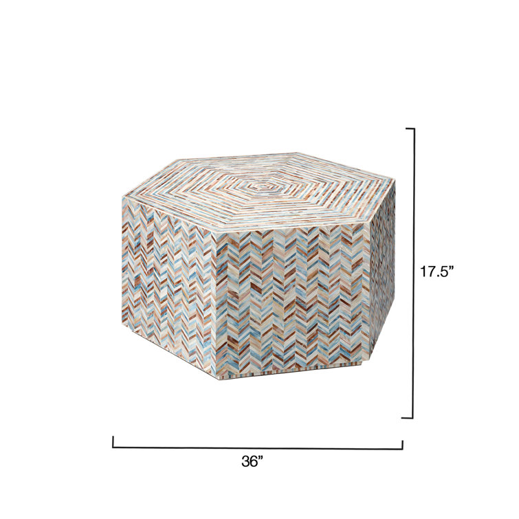 Hexagonal Mother of Pearl Inlay Coffee Table in Grey
