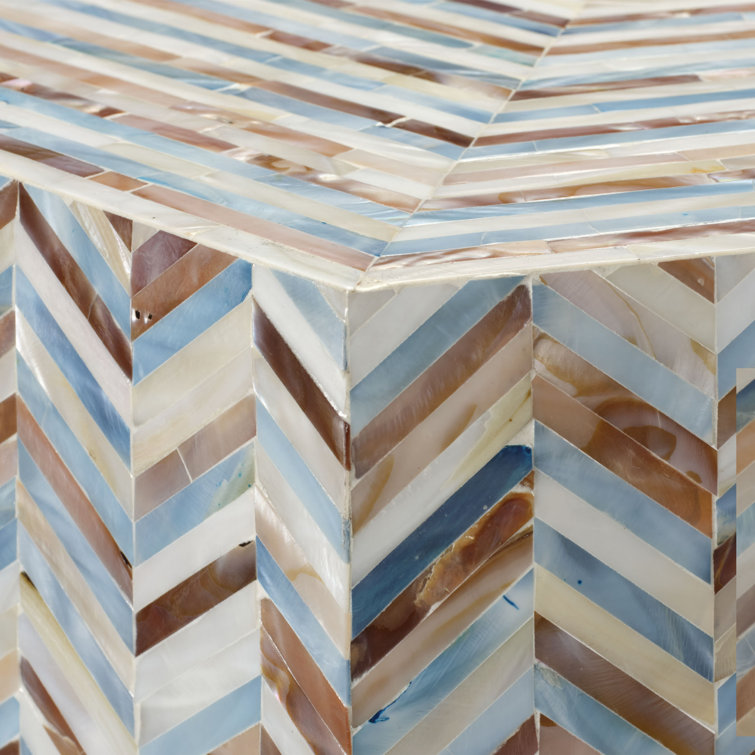 Hexagonal Mother of Pearl Inlay Coffee Table in Grey