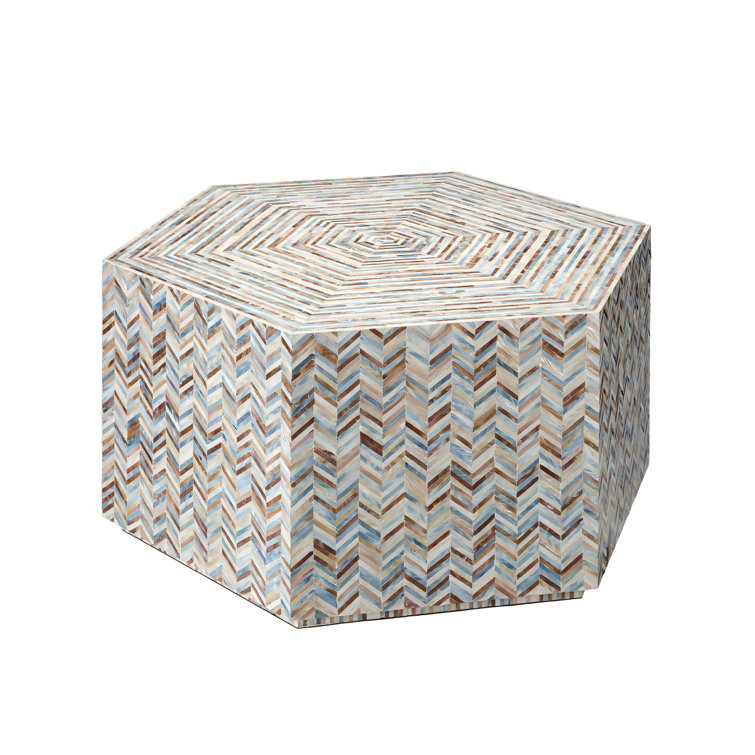 Hexagonal Mother of Pearl Inlay Coffee Table in Grey