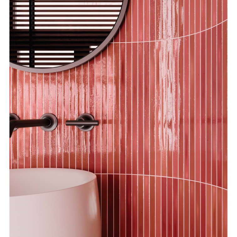 Wild Coralito Pink Glossy Ceramic Mosaic Wall Tile