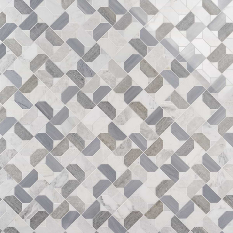 Pledge 12x12 Polished Marble Geometric Mosaic Tile