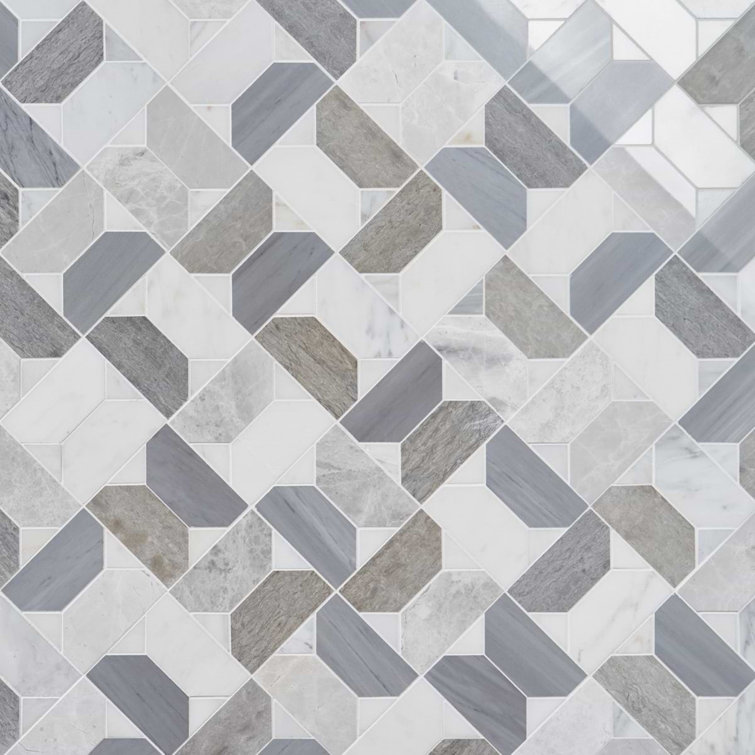Pledge 12x12 Polished Marble Geometric Mosaic Tile