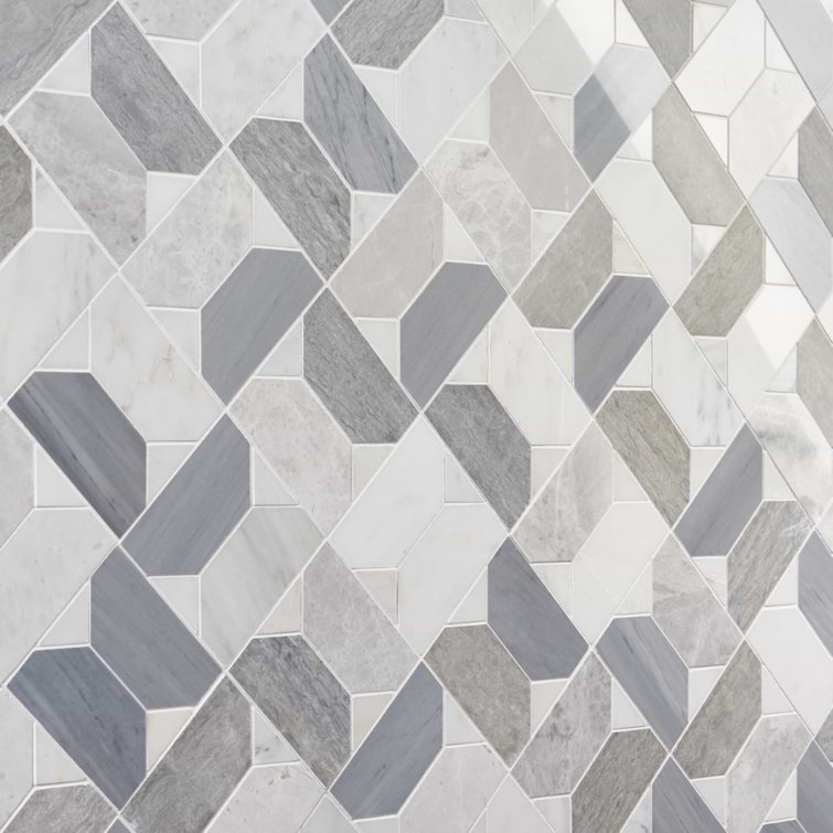 Pledge 12x12 Polished Marble Geometric Mosaic Tile