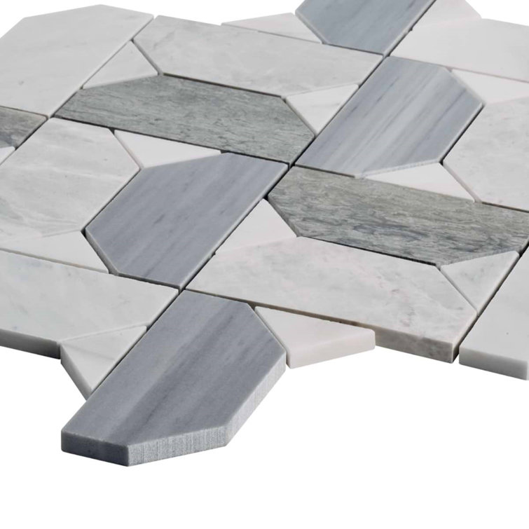 Pledge 12x12 Polished Marble Geometric Mosaic Tile