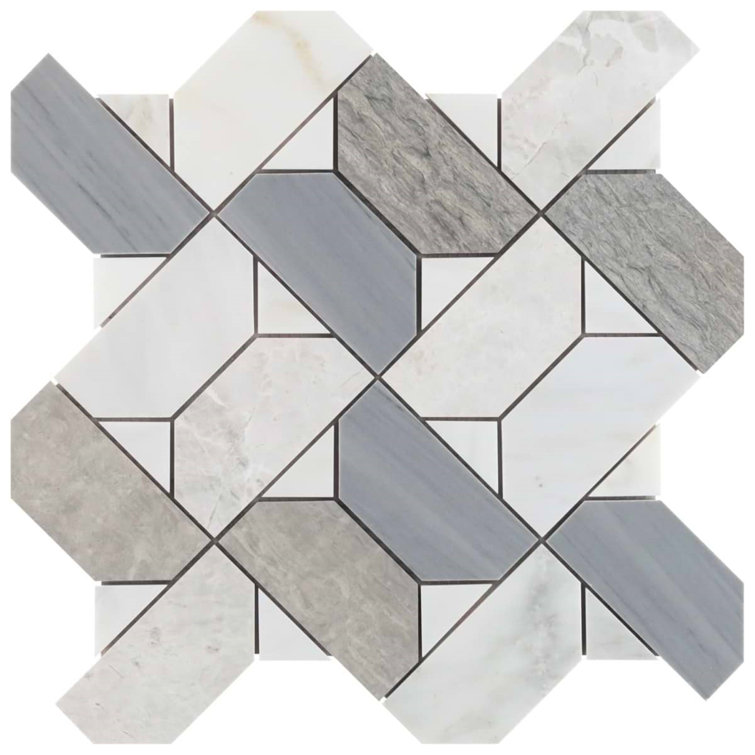 Pledge 12x12 Polished Marble Geometric Mosaic Tile