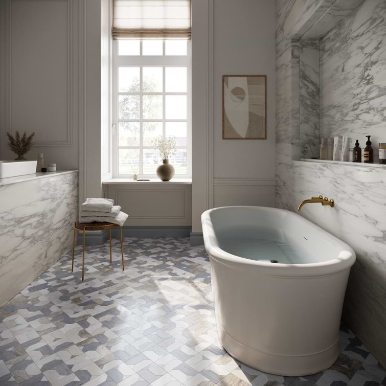 Pledge 12x12 Polished Marble Geometric Mosaic Tile