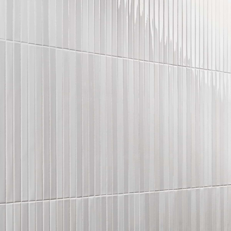 Blanco White Glossy Ceramic Elongated Subway Mosaic Wall Tile