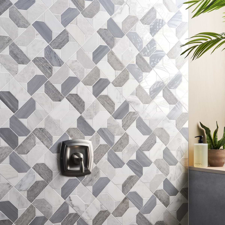 Pledge 12x12 Polished Marble Geometric Mosaic Tile