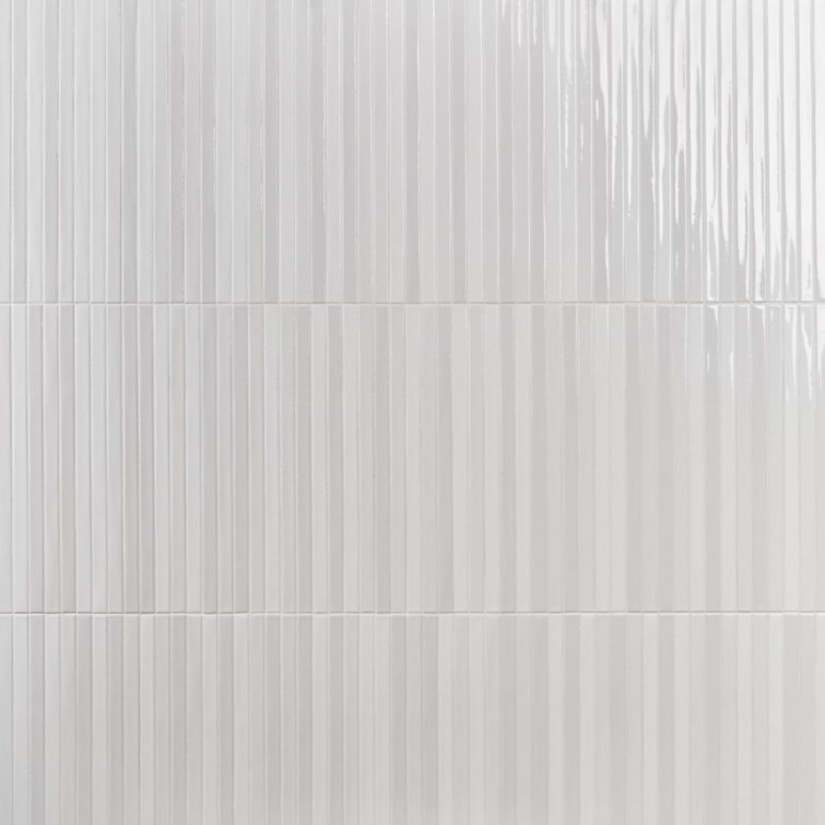 Blanco White Glossy Ceramic Elongated Subway Mosaic Wall Tile