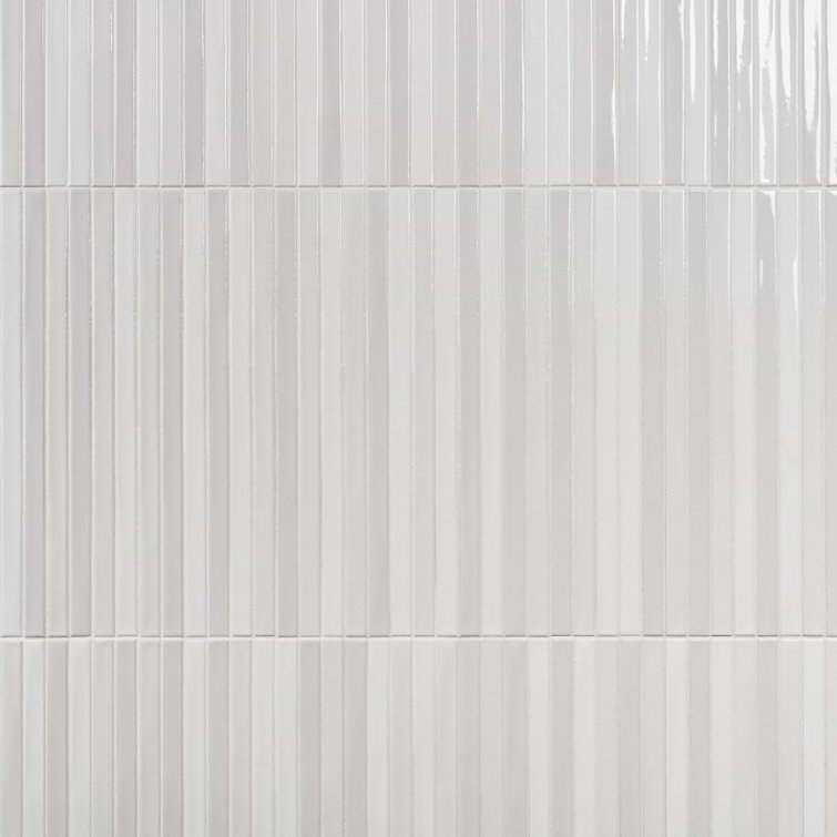 Blanco White Glossy Ceramic Elongated Subway Mosaic Wall Tile