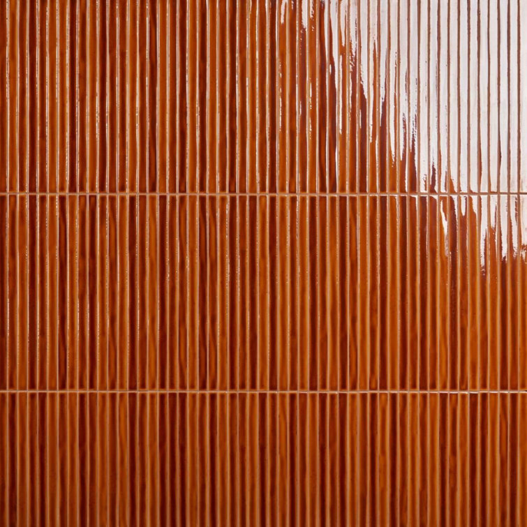 Honey Brown Glossy Ceramic Mosaic Wall Tile Sheet