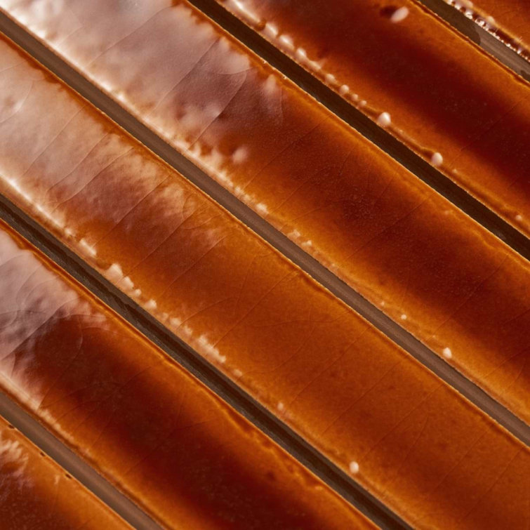 Honey Brown Glossy Ceramic Mosaic Wall Tile Sheet