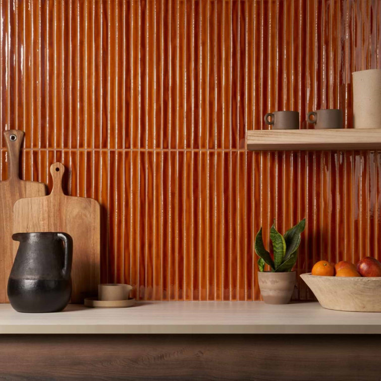Honey Brown Glossy Ceramic Mosaic Wall Tile Sheet