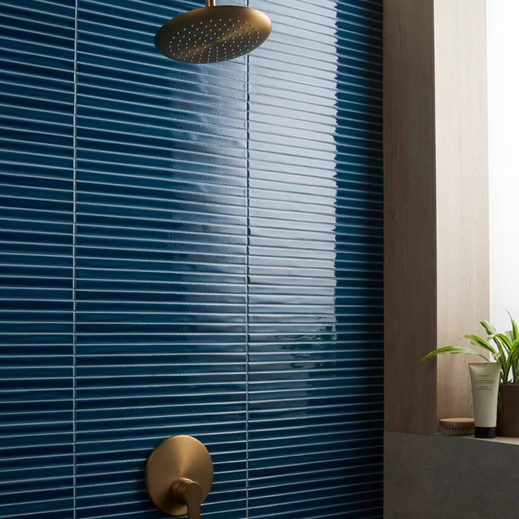 Sapphire Blue Glossy Ceramic Mosaic Wall Tile Sheet