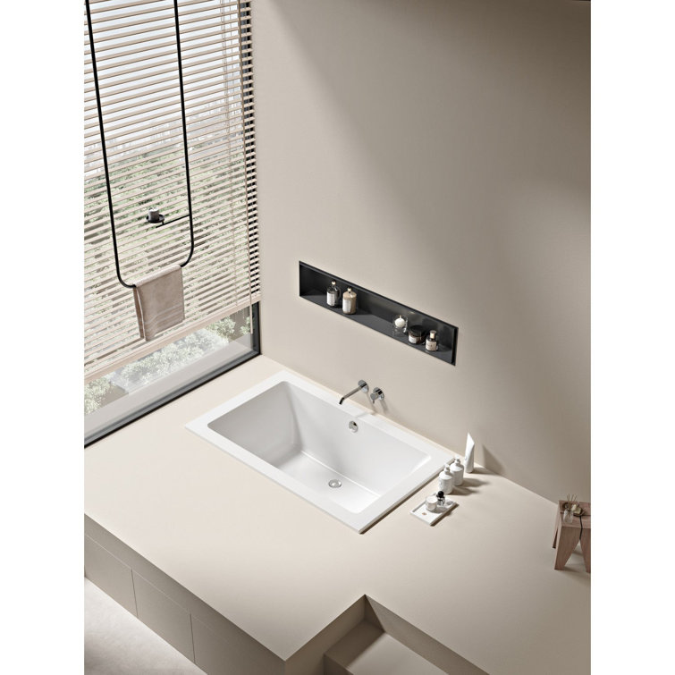Glossy White Acrylic Drop-In Tub with Jets