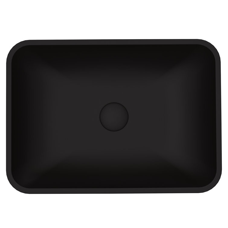 Matte Black Glass Rectangular Vessel Bathroom Sink