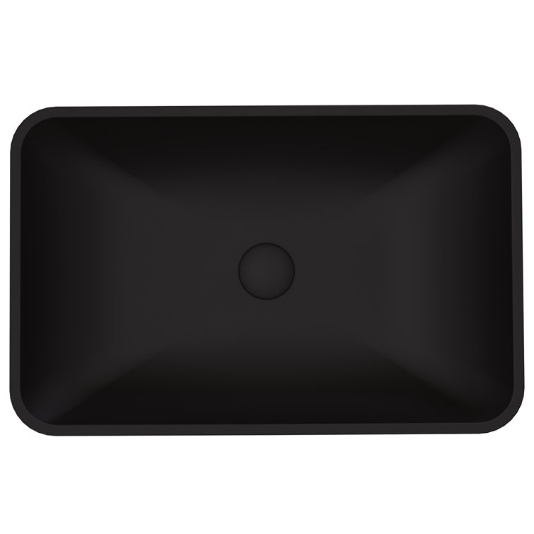 Matte Black Rectangular Glass Vessel Bathroom Sink