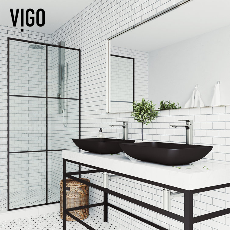 Matte Black Rectangular Glass Vessel Bathroom Sink