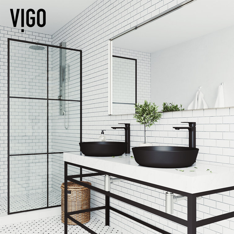 Modus Matte Black Glass Round Vessel Bathroom Sink