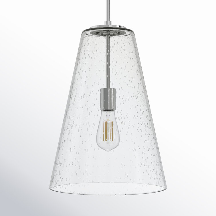 Polished Nickel Glass LED Single Pendant Light