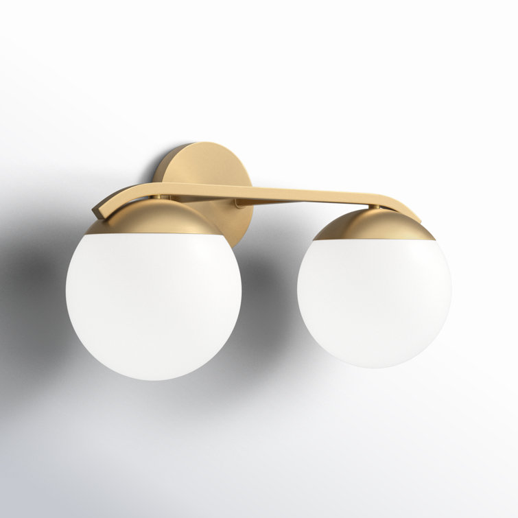 Matte Brass and Frosted Glass 2-Light Vanity Fixture
