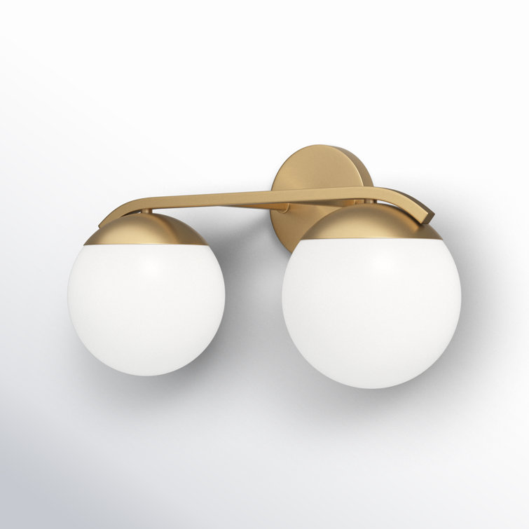 Matte Brass and Frosted Glass 2-Light Vanity Fixture