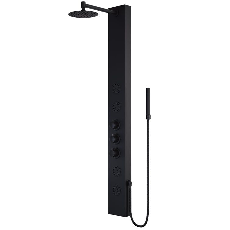 Ellington 59" Matte Black Aluminum 4-Jet Shower System