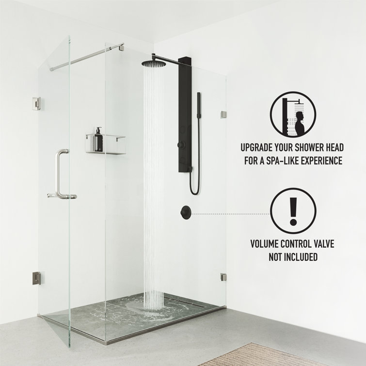 Gardenia 39" Matte Black Aluminum Shower Panel with Hand Wand