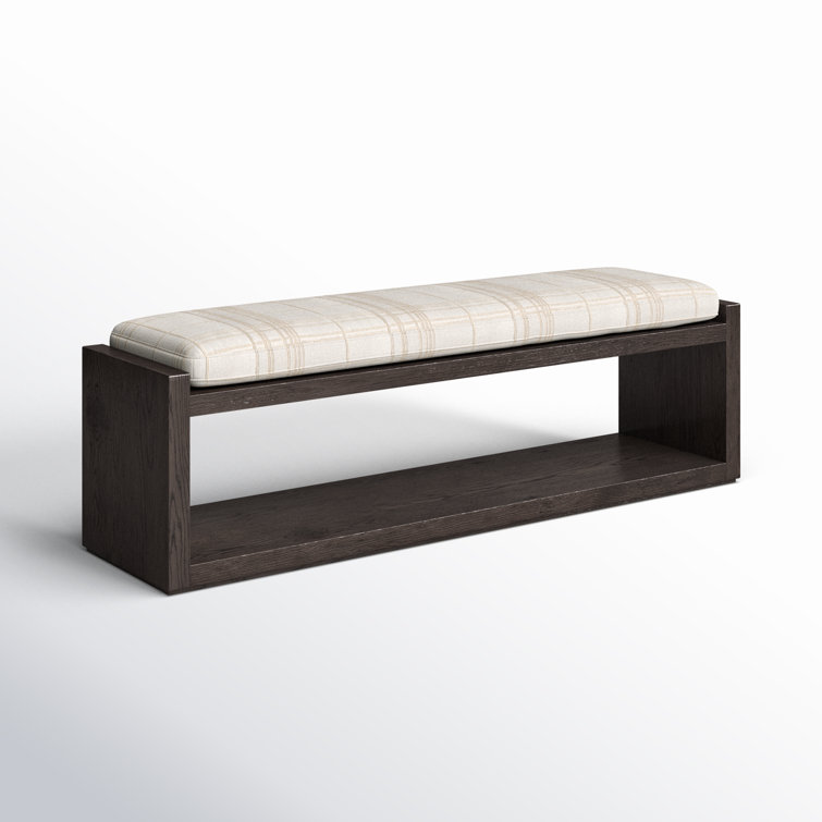 67'' Cedar-Finished Nettlewood Upholstered Bench in Brown/Cream