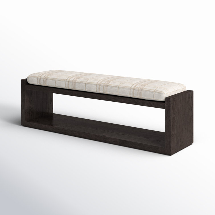67'' Cedar-Finished Nettlewood Upholstered Bench in Brown/Cream