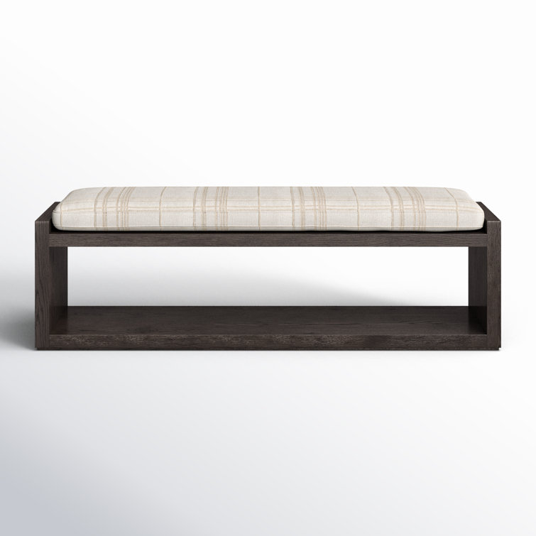 67'' Cedar-Finished Nettlewood Upholstered Bench in Brown/Cream