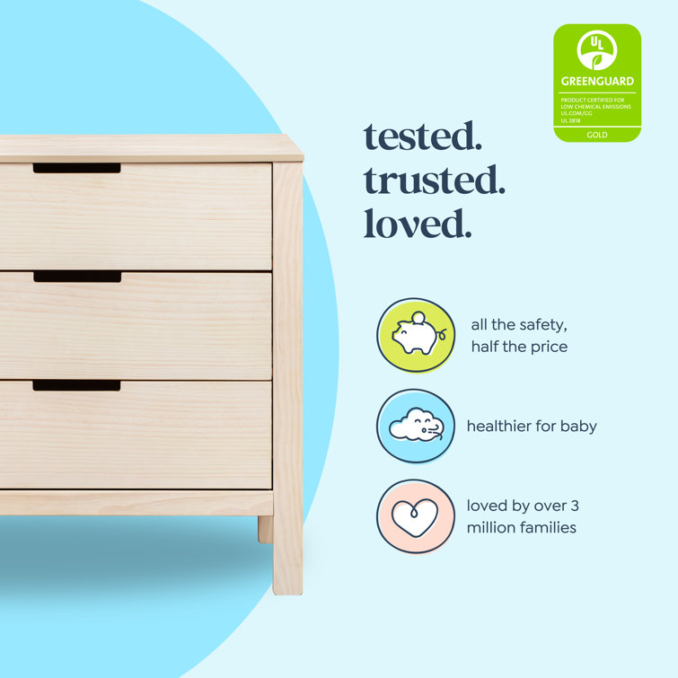 Washed Natural Pinewood 3-Drawer Nursery Dresser
