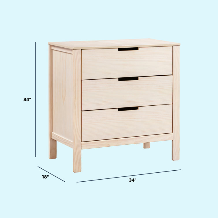 Washed Natural Pinewood 3-Drawer Nursery Dresser
