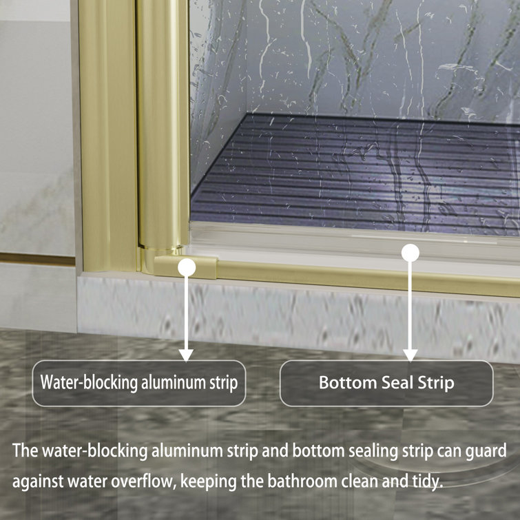 Brushed Gold Frameless Bi-Fold Shower Door with Clear Tempered Glass