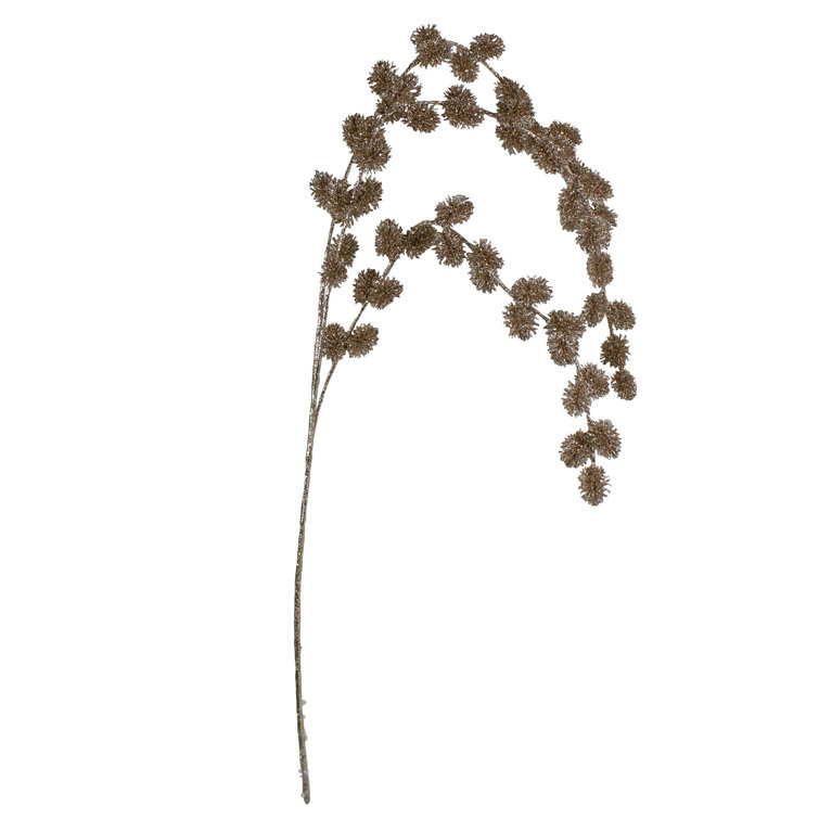 Gold Glittered Artificial Thistle Christmas Spray - 39 Inches