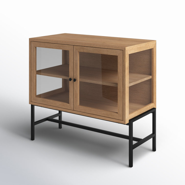Arelius Light Brown Mango Wood with Black Iron Base Accent Cabinet