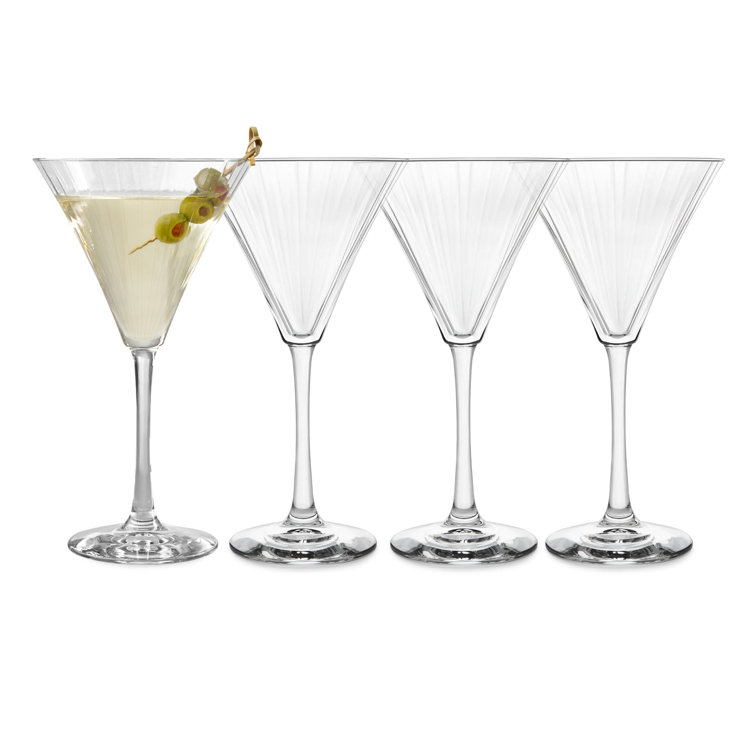 Libbey Paneled Clear Glass Martini Cocktail Set of 4