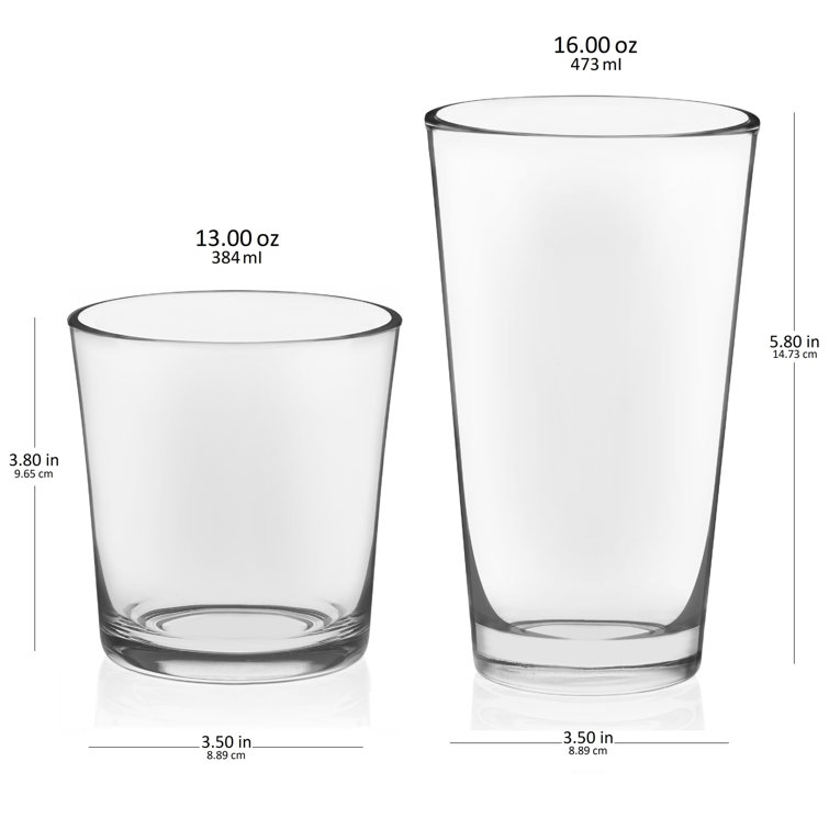Preston Clear Glass 16-Piece Tumbler and Rocks Set