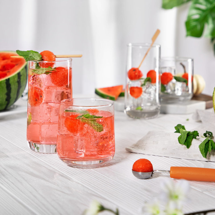 Clear Glass Tumbler and Rocks Set, 16-Piece
