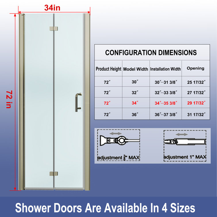 Brushed Nickel Frameless Pivot Shower Door with Clear Tempered Glass